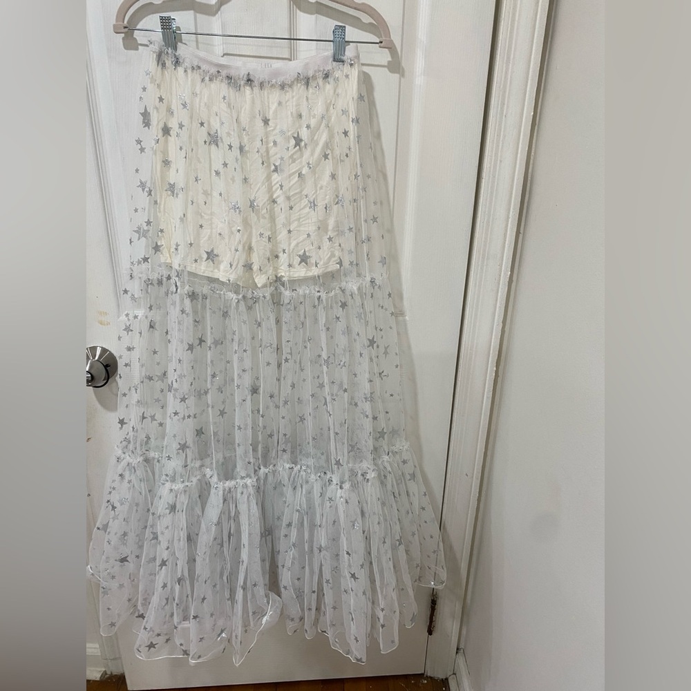 Free People Sheer maxi skirt with Silver Stars! 🌟